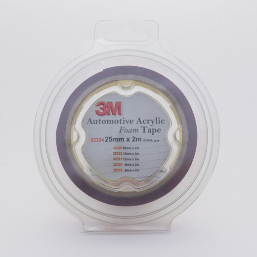 Двосторонній скотч 3М Foam 25 мм x 2 м x 0.8 мм Темно-сірий GT 6008 (32324)