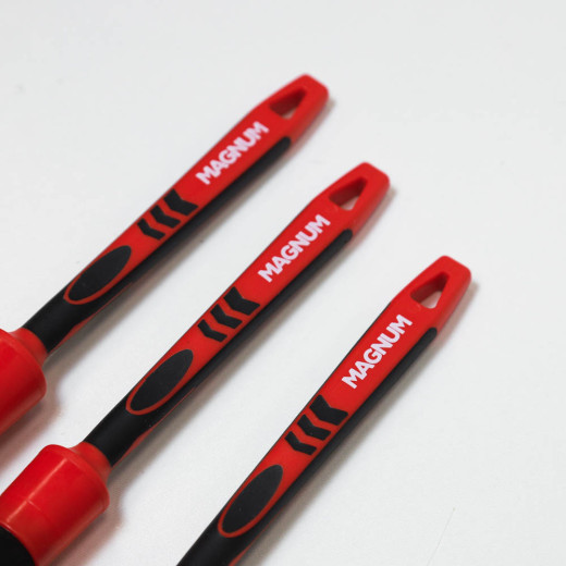 Пензлі (набір) MAGNUM RED (3 шт.) із синтетичного ворсу середньої жорсткості та гумовою ручкою