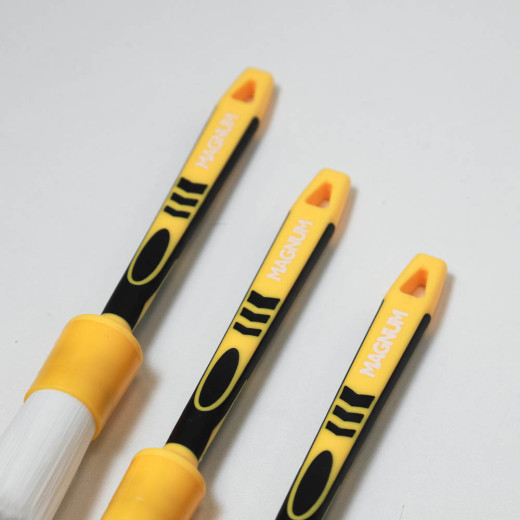 Пензлі (набір) MAGNUM YELLOW (3 шт.) з синтетичного м’якого ворсу та гумовою ручкою