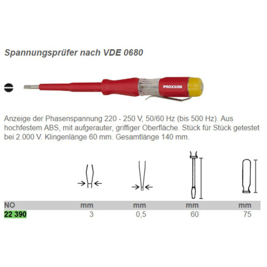 PROXXON 22390, Тестер напруги VDE 0680