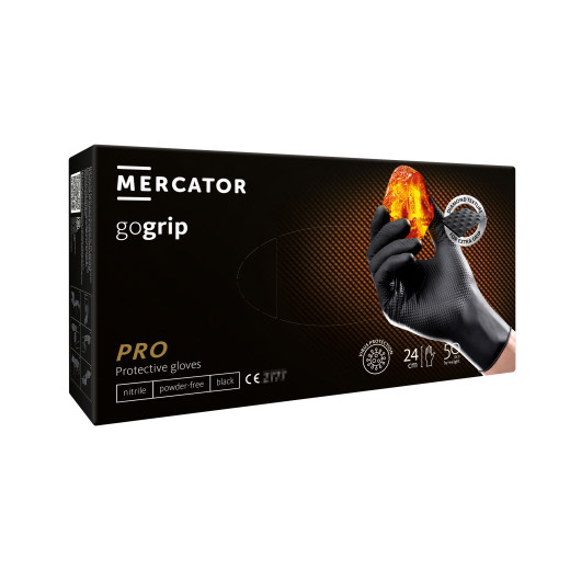 Рукавички нітрилові неприпудрені нестирильні - MERCATOR GoGrip Black L 50 шт. (RP30023004)