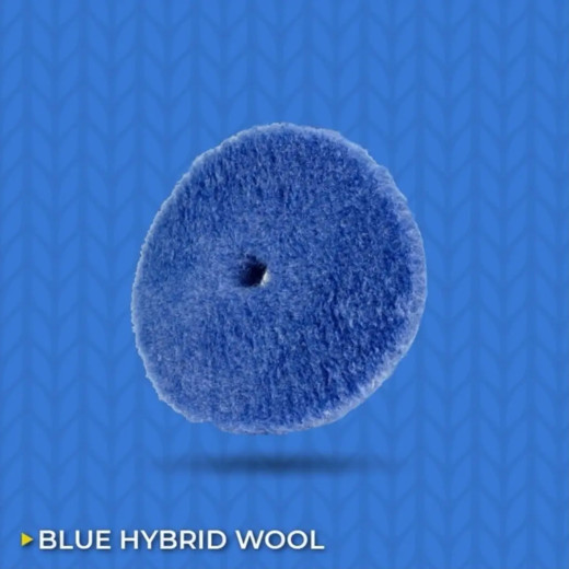 Полірувальний круг з центральним отвором гібридна шерсть - Lake Country Blue Hybrid Wool 150 мм (HYB-159)