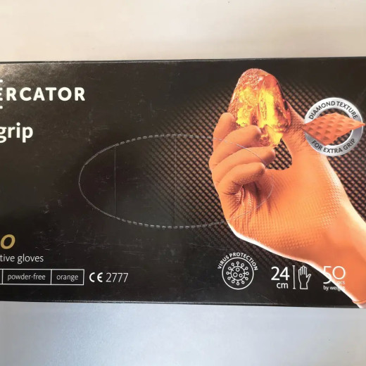 Рукавички нітрилові неприпудрені нестирильні -MERCATOR GoGrip Orange XL 50 шт. (RP30025005)