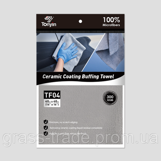 CERAMIC COATING BUFFING TOWEL (laser cut, seamless) Універсальний рушник з флісу 40*40 (350г/м2)