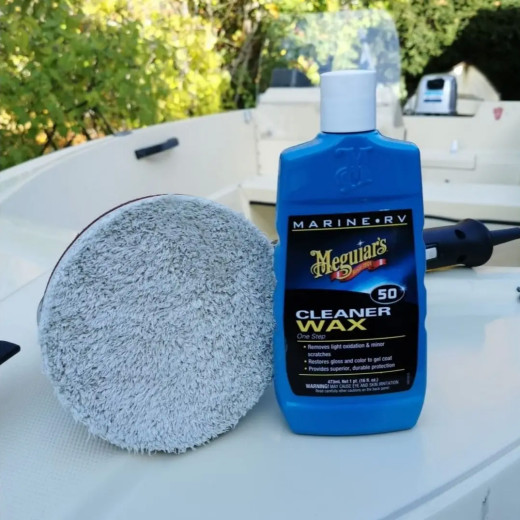 Однокроковий очисний віск для човнів — Meguiar`s Marine/RV One Step Cleaner Wax Liquid 473 мл. (M5016)