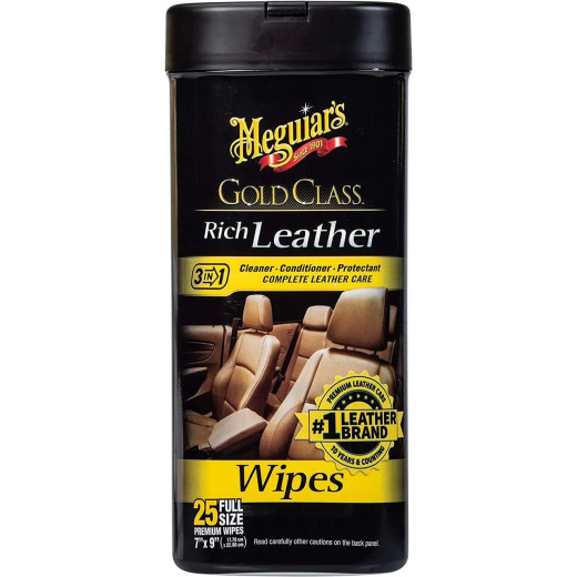 Серветки для догляду за шкіряним салоном - Meguiar's Gold Class™ Rich Leather Wipes 18х23 см. 25 шт. (G10900)