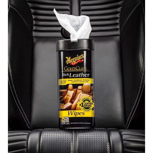 Серветки для догляду за шкіряним салоном - Meguiar's Gold Class™ Rich Leather Wipes 18х23 см. 25 шт. (G10900)