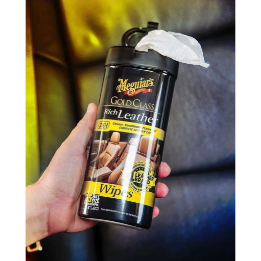 Серветки для догляду за шкіряним салоном - Meguiar's Gold Class™ Rich Leather Wipes 18х23 см. 25 шт. (G10900)