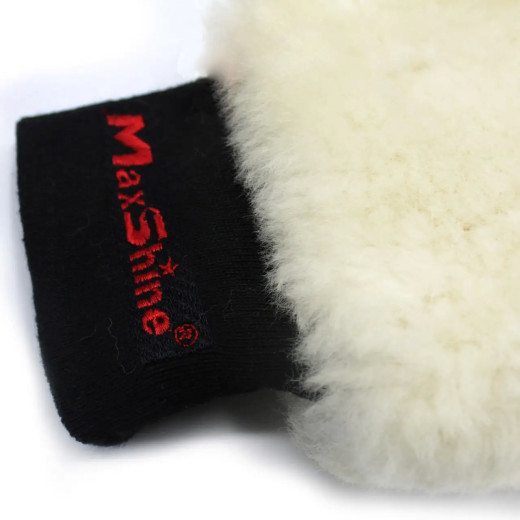 Рукавиця преміум з лами для мийки авто - MaxShine Lambswool Wash Mitt  Premium бежевий (8011003)