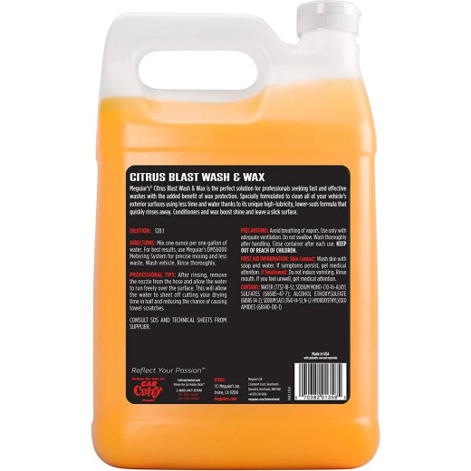 Шампунь Meguiar's концентрований з віском карнауби Detailer Citrus Blast Wash & Wax 3,79 л